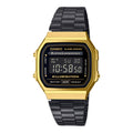 Casio Vintage A168WEGB-1BDF Unisex Digital Watch Gold Stainless Steel Bracelet Black Dial LED Backlight Quartz Water Resistant