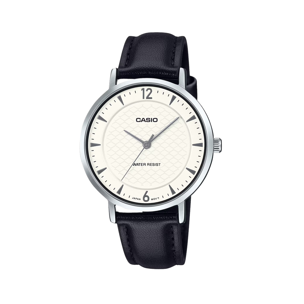 Casio Women's Analog Leather Strap Watch LTP-VT04L-7A1DF | White Dial | Quartz Movement | Water Resistant | Classic Everyday Dress Wristwatch