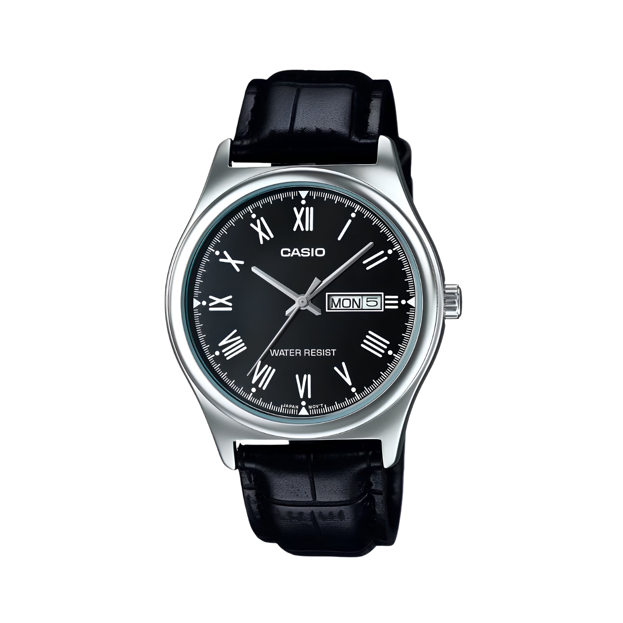 Casio Men's Analog Quartz Watch MTP-V006L-1B2UDF Stainless Steel Case Black Dial Black Leather Strap 30M Water Resistant
