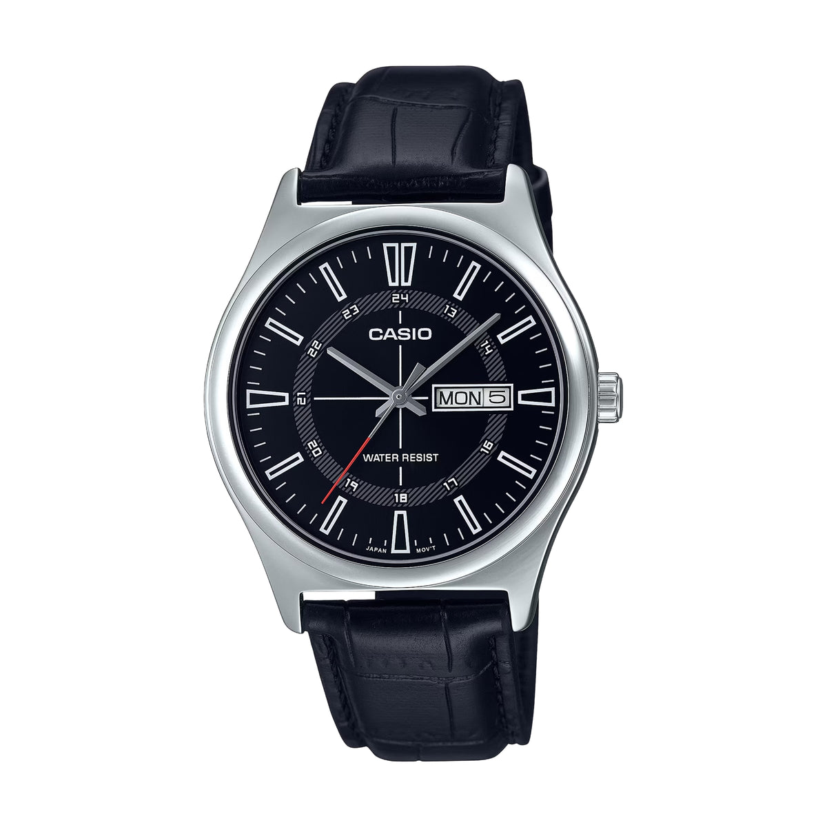 Casio Men's Analog Quartz Watch MTP-V006L-1B2UDF Stainless Steel Case Black Dial Black Leather Strap 30M Water Resistant