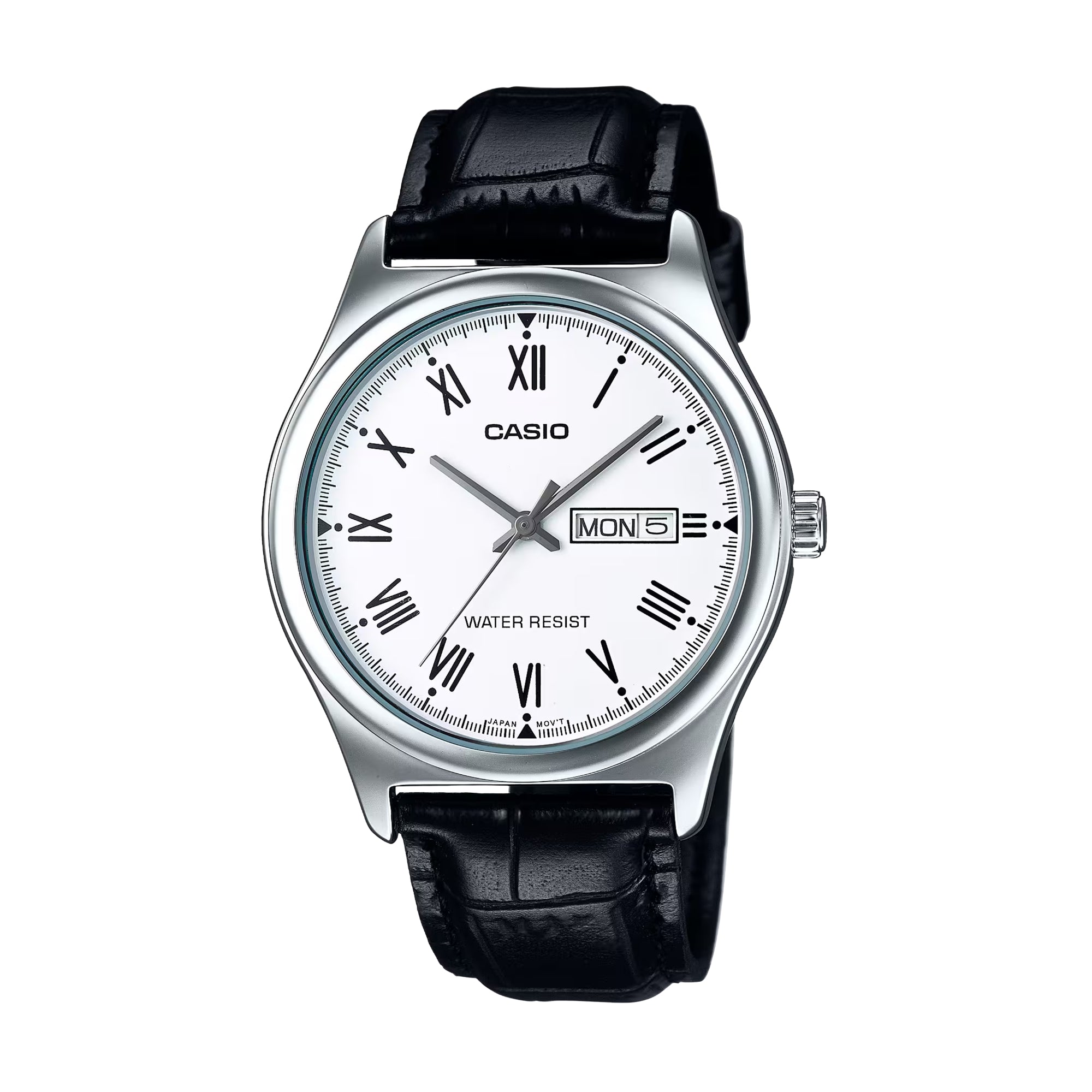 Casio Men's Analog Quartz Watch MTP-V006L-1B2UDF Stainless Steel Case Black Dial Black Leather Strap 30M Water Resistant