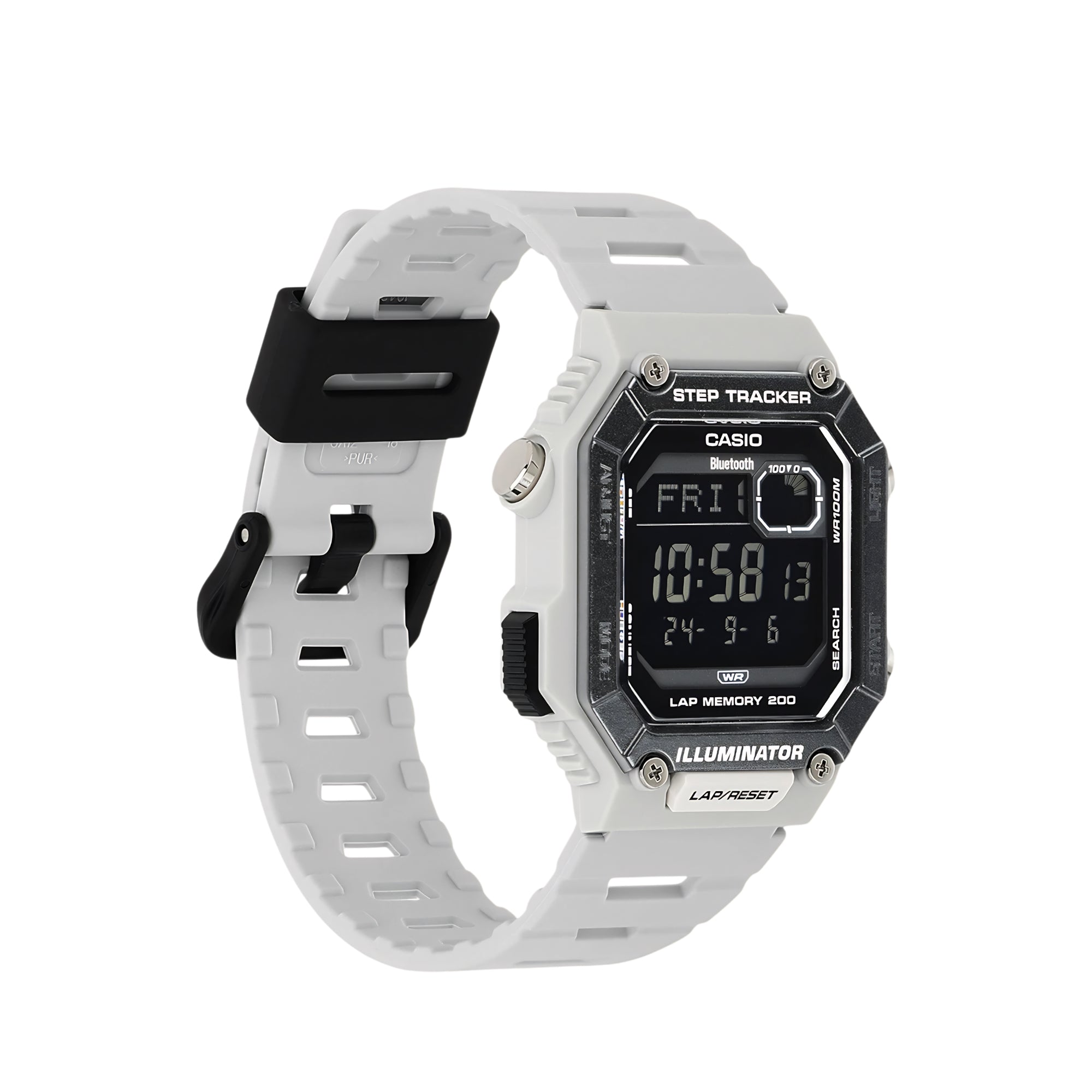 Casio WS-B1000-8BVDF Bluetooth Digital Sports Watch for Men | Step Tracker | 100M Water Resistant | Smartphone Link | LED Backlight | Gray Resin Strap