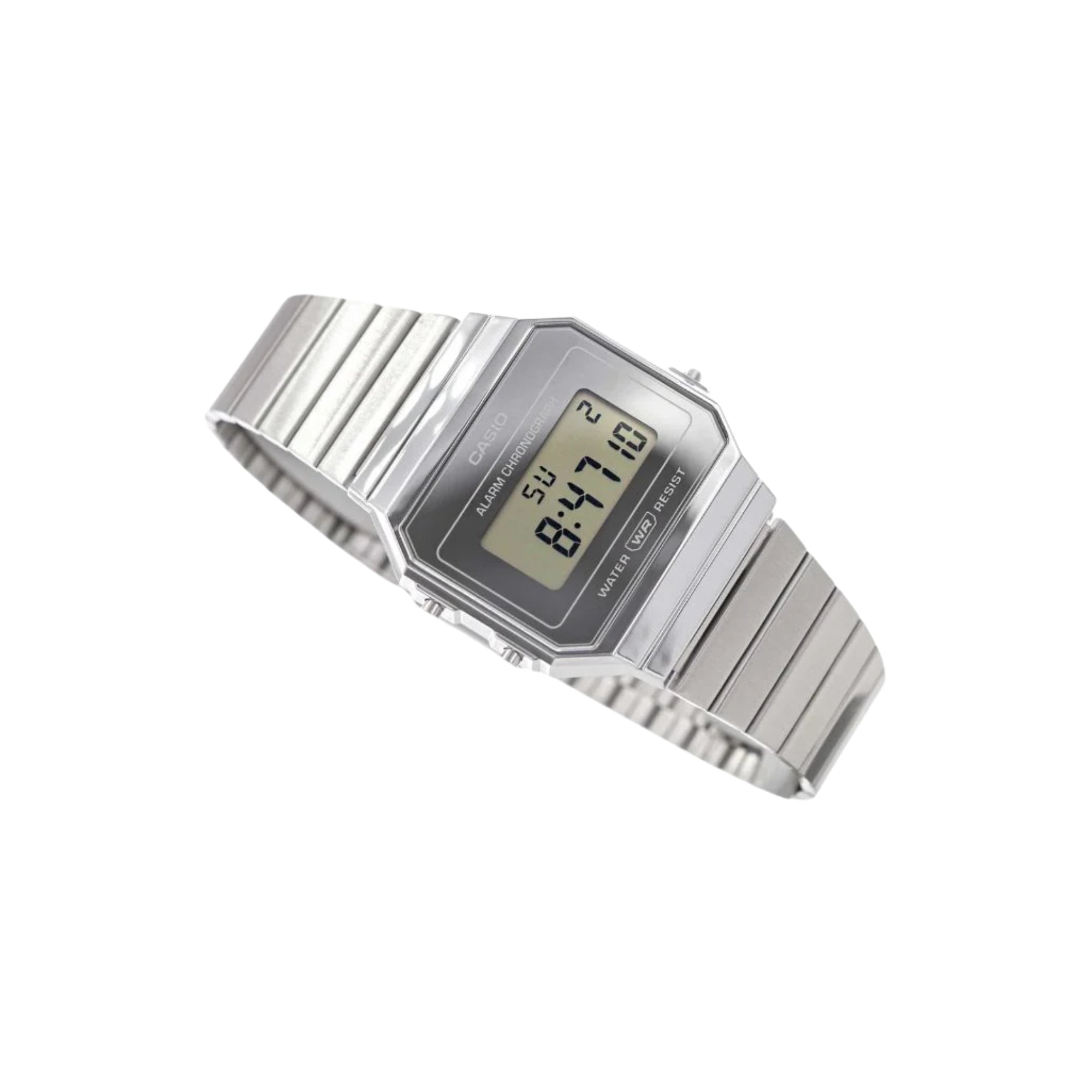 Casio Vintage A700WEV-7ADF Unisex Digital Watch Silver Stainless Steel Mesh Bracelet LED Light Stopwatch Alarm Retro Design