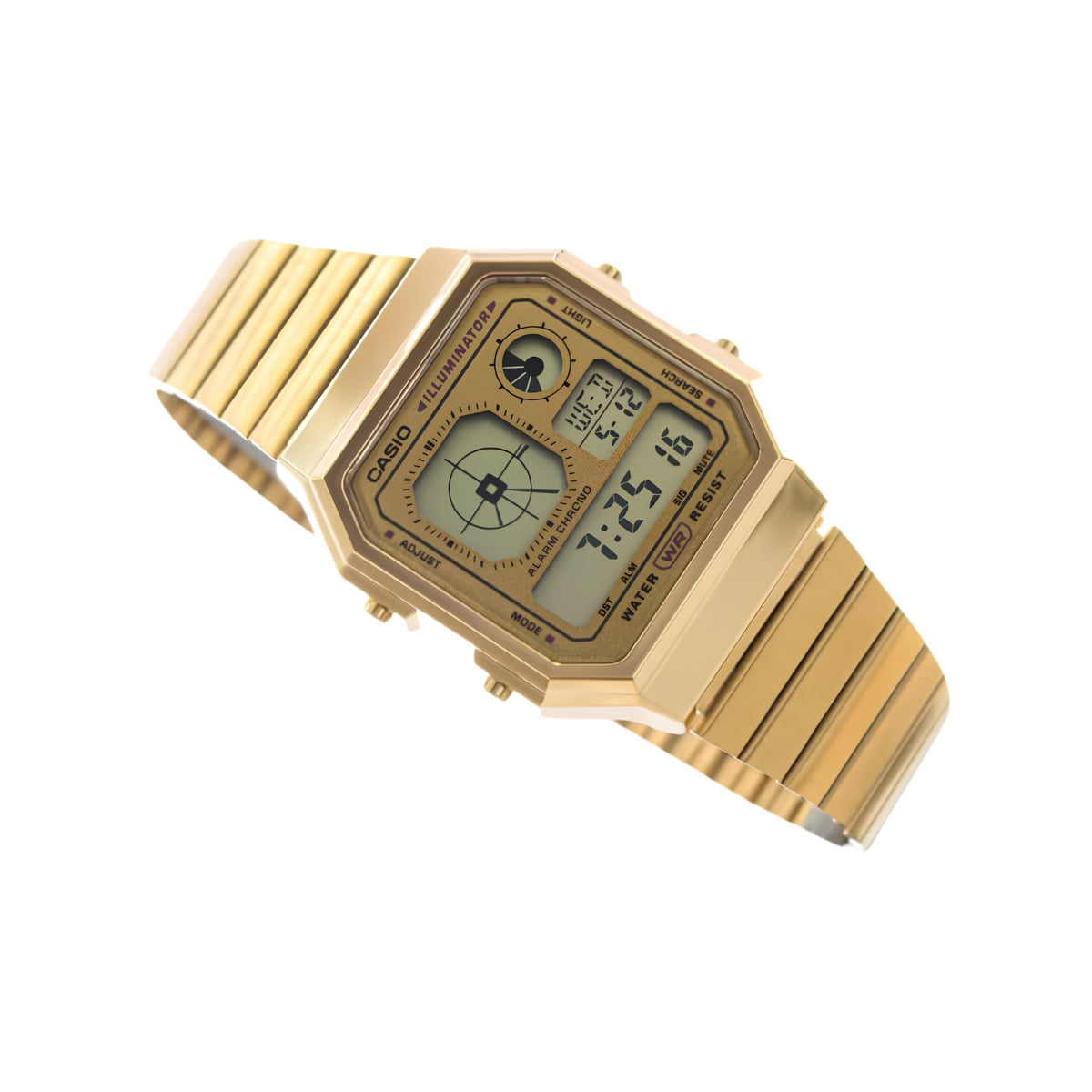 Casio Vintage A130WEG-9AEF Unisex Digital Watch with Gold Tone Stainless Steel Bracelet, Multi-Function LCD Display, Quartz Movement, Water Resistant