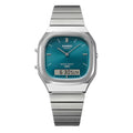 Casio Vintage AQ-240E-3ADF Unisex Analog-Digital Watch with Stainless Steel Bracelet, Green Dial, Quartz Movement, Daily Alarm, Water Resistant