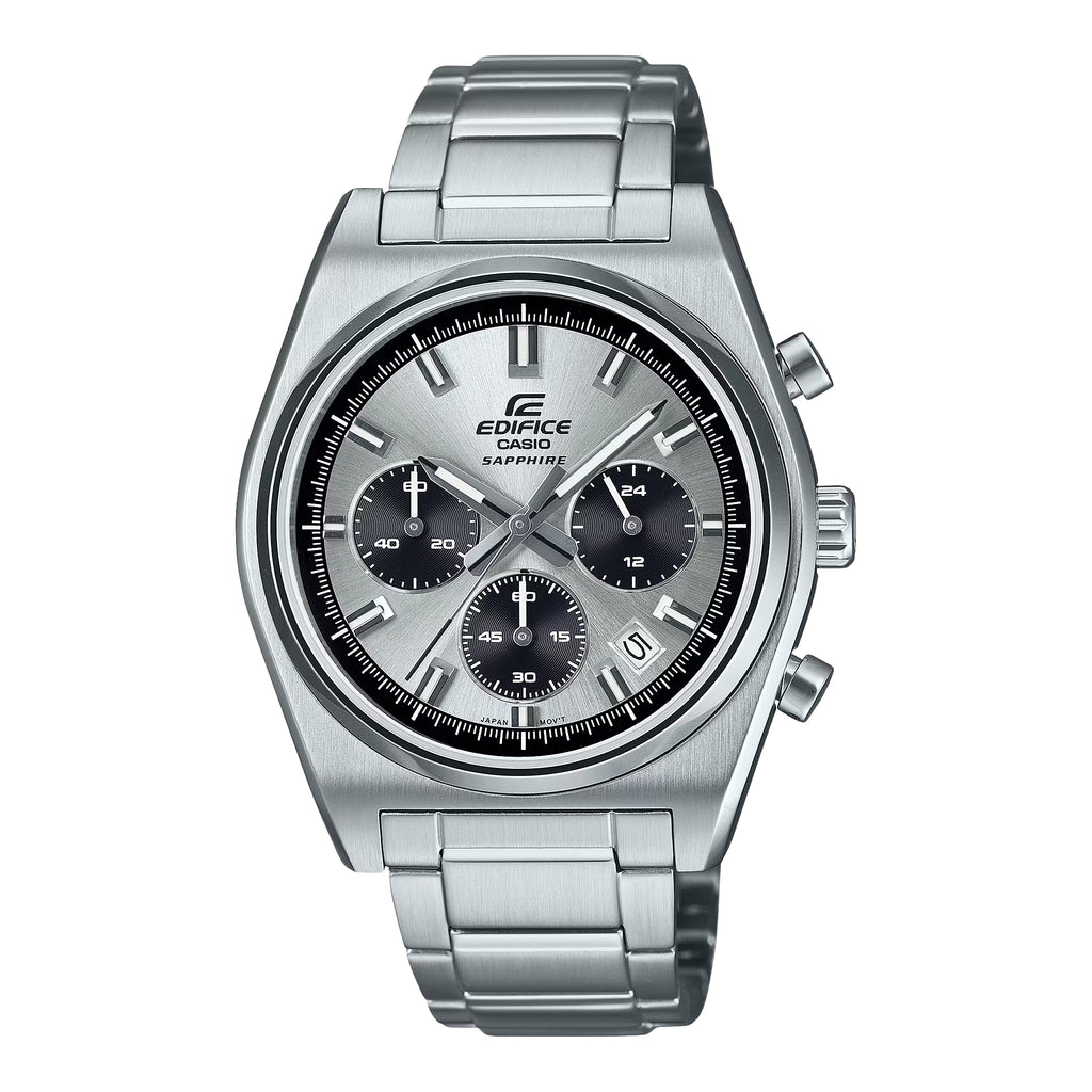 Casio EDIFICE EFB-730D-7AVUDF Men's Analog Chronograph Watch with Stainless Steel Bracelet, Sapphire Crystal, 100M Water Resistant, Silver Dial