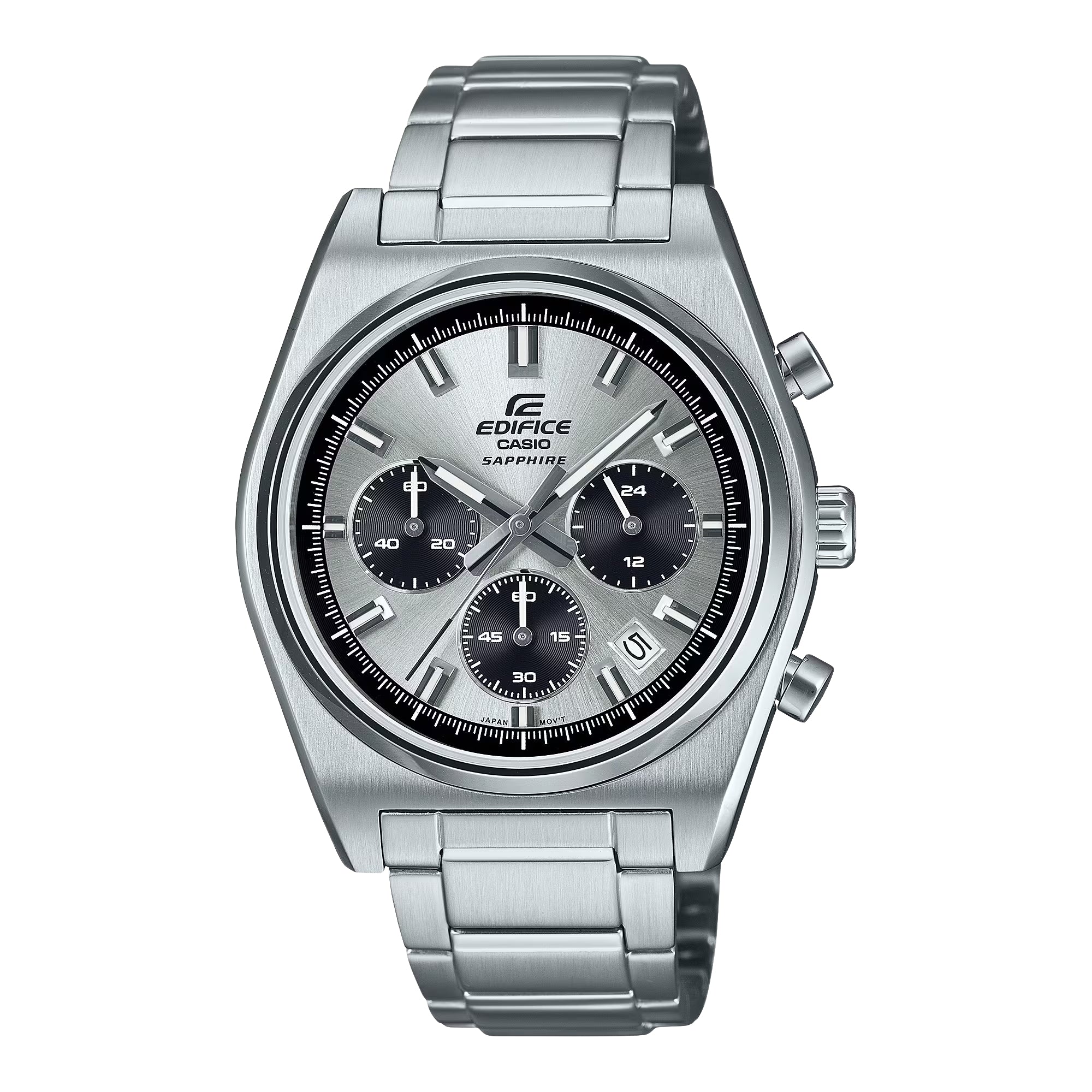 Casio EDIFICE EFB-730D-7AVUDF Men's Analog Chronograph Watch with Stainless Steel Bracelet, Sapphire Crystal, 100M Water Resistant, Silver Dial