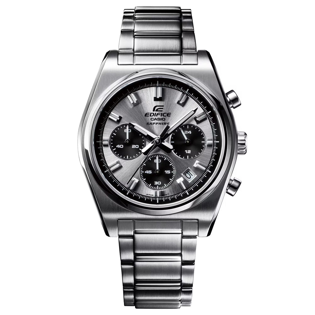 Casio EDIFICE EFB-730D-7AVUDF Men's Analog Chronograph Watch with Stainless Steel Bracelet, Sapphire Crystal, 100M Water Resistant, Silver Dial