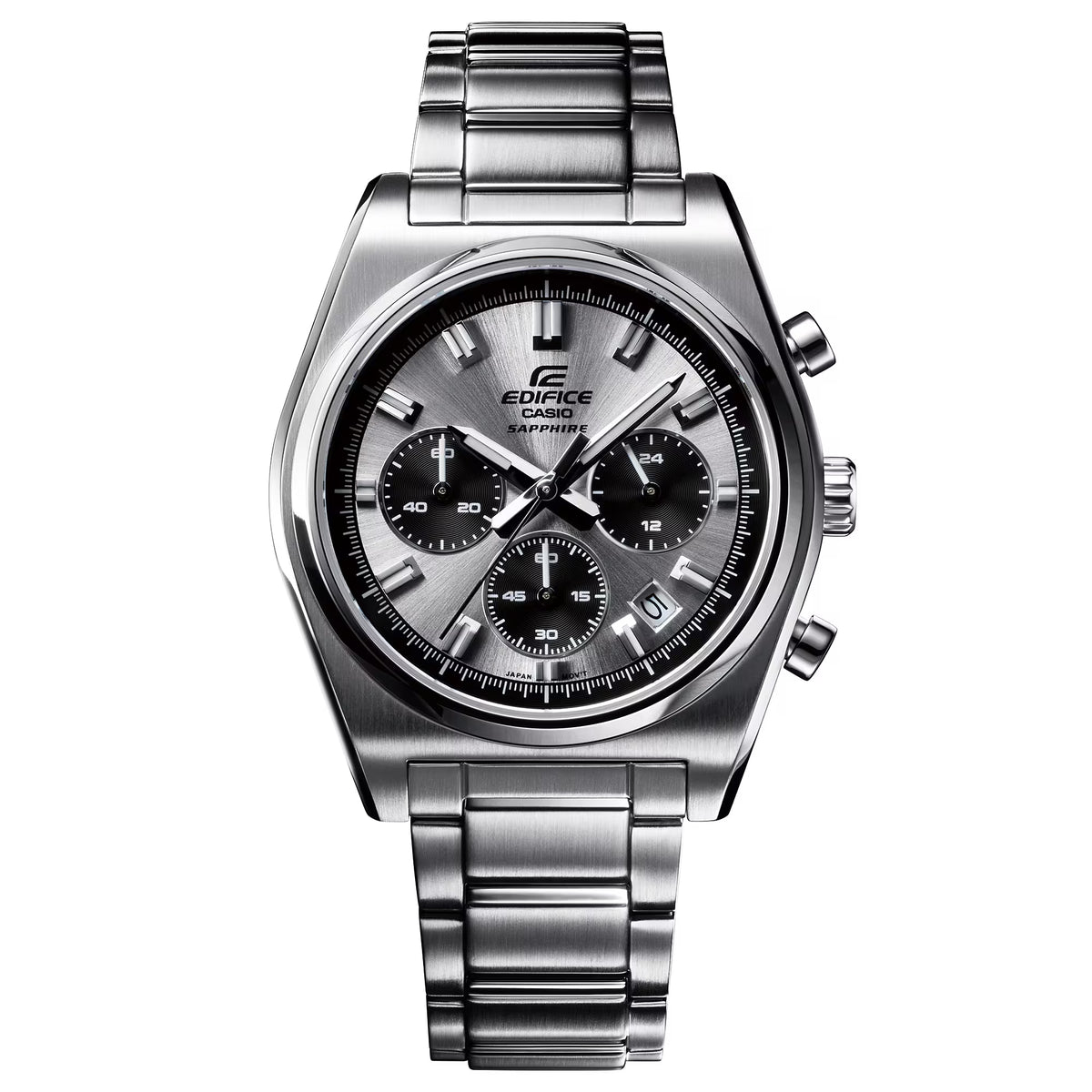 Casio EDIFICE EFB-730D-7AVUDF Men's Analog Chronograph Watch with Stainless Steel Bracelet, Sapphire Crystal, 100M Water Resistant, Silver Dial