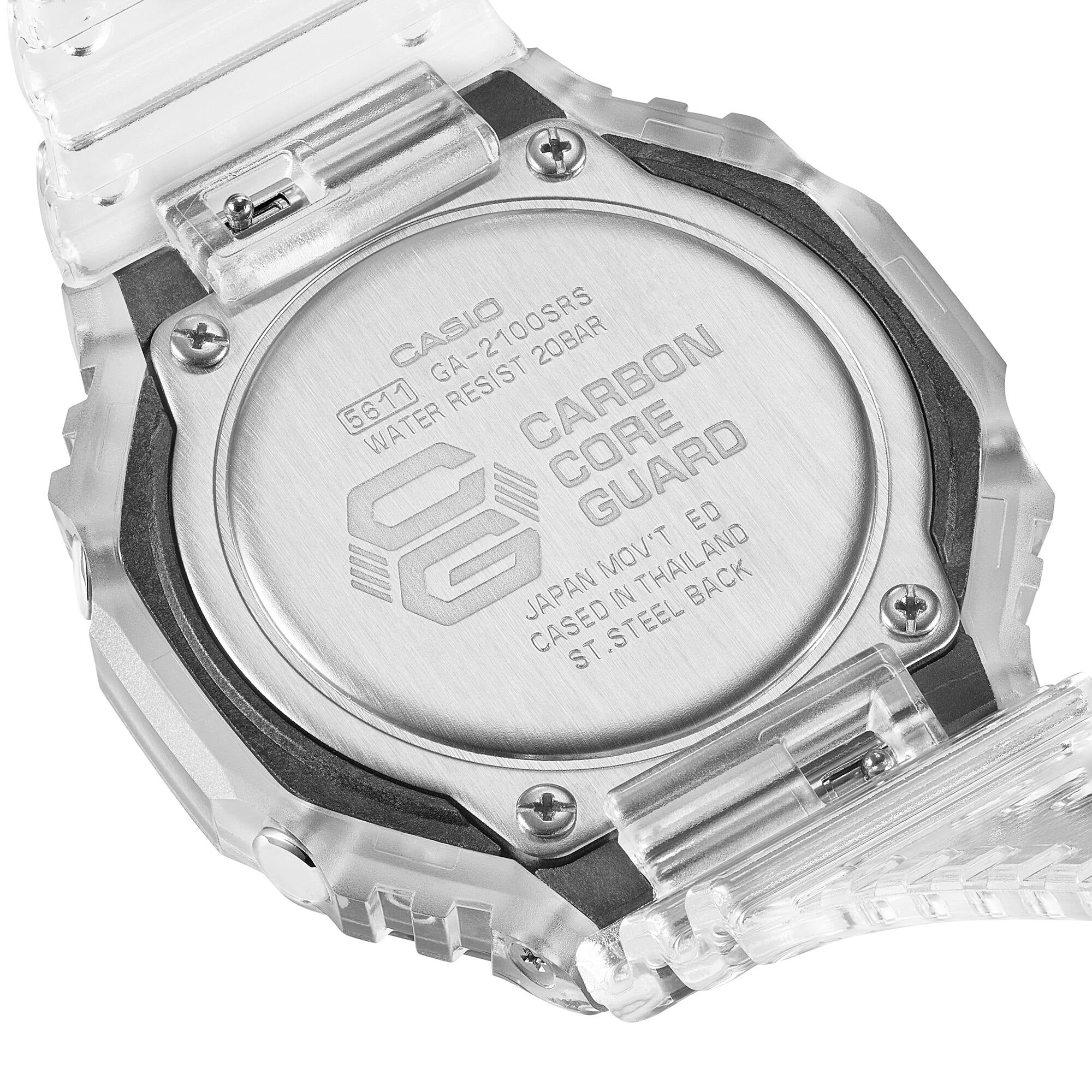 Casio G-SHOCK GA-2100SRS-7ADR Men's Analog-Digital Watch with Transparent Resin Strap, Rainbow Dial, Carbon Core Guard, Shock Resistant, 200M Water Resistant