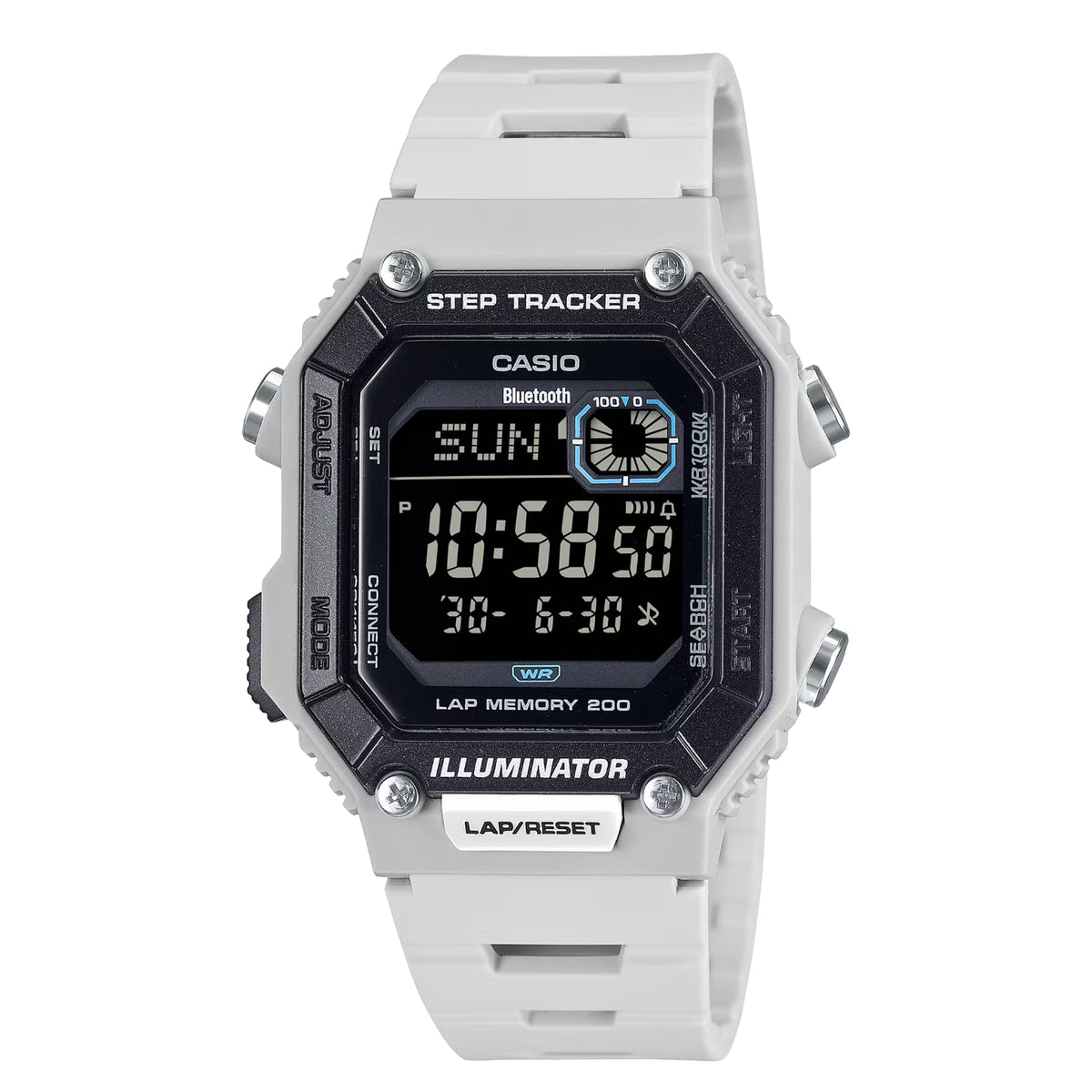 Casio WS-B1000-8BVDF Bluetooth Digital Sports Watch for Men | Step Tracker | 100M Water Resistant | Smartphone Link | LED Backlight | Gray Resin Strap