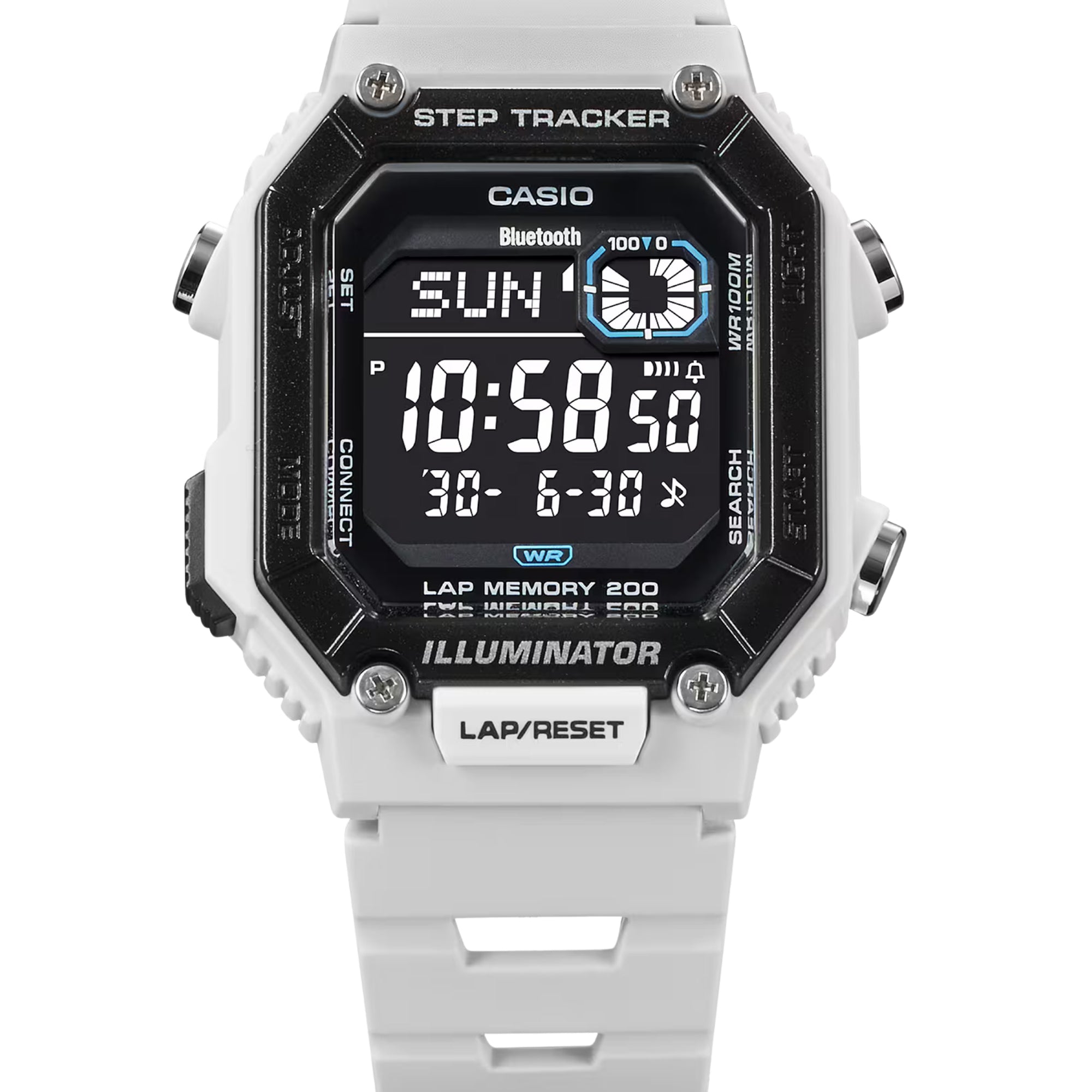 Casio WS-B1000-8BVDF Bluetooth Digital Sports Watch for Men | Step Tracker | 100M Water Resistant | Smartphone Link | LED Backlight | Gray Resin Strap
