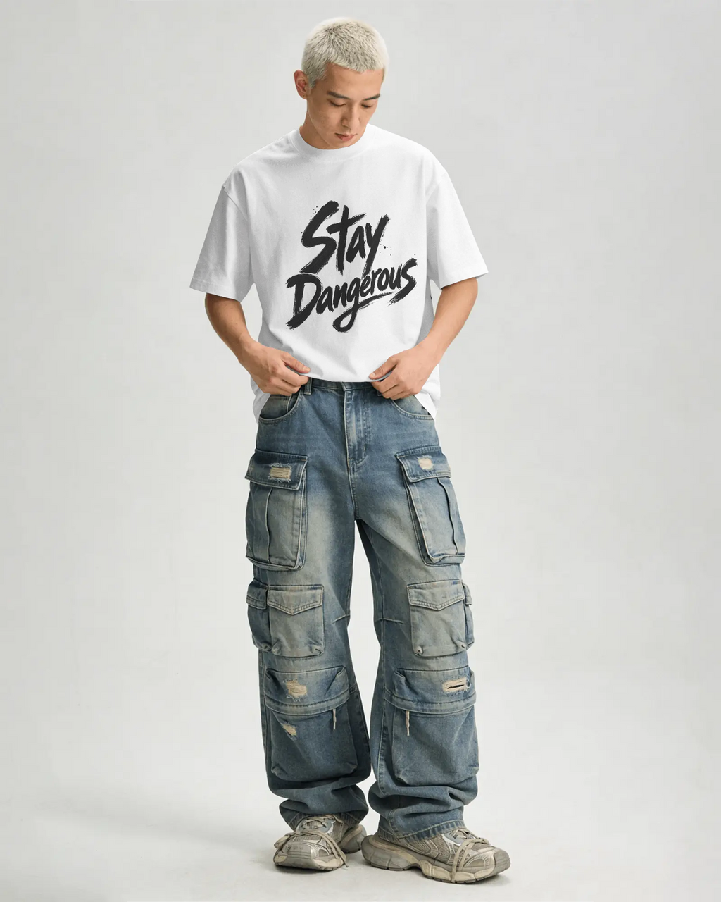 Stay Dangerous 100% Cotton T-Shirt | Brush Script Graphic Tee
