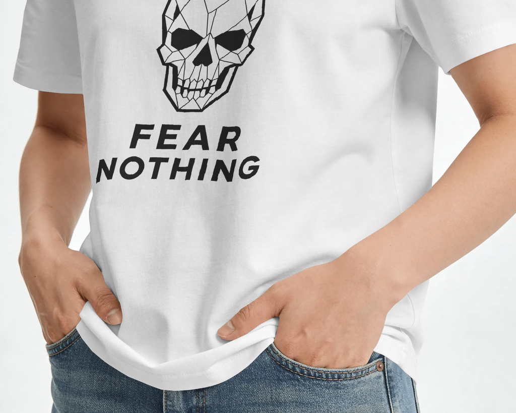 Fear Nothing Geometric Skull T-Shirt | 100% Cotton Minimalist Tee
