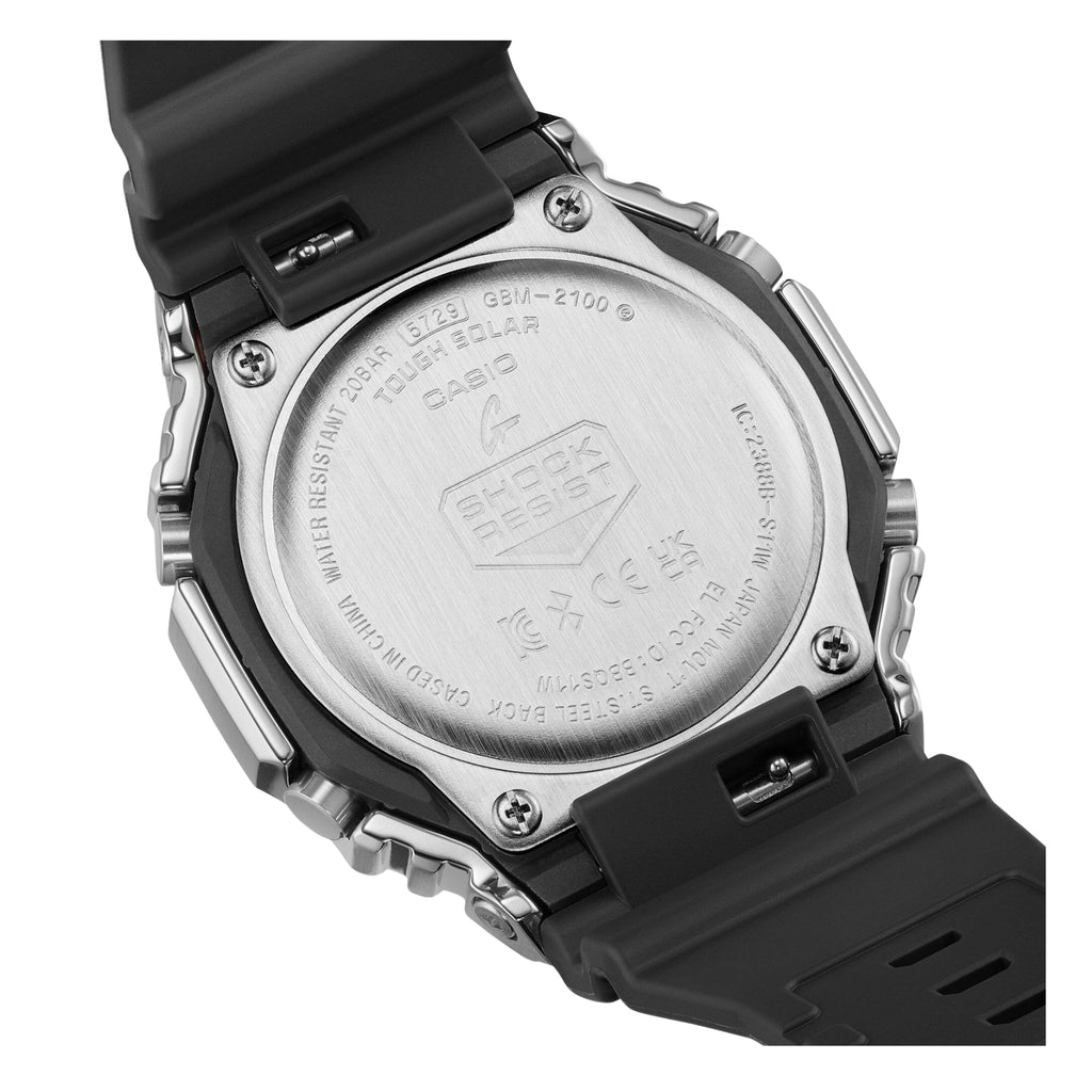G-SHOCK G-STEEL GBM-2100-1ADR Men's Tough Solar Analog Digital Watch Bluetooth Sapphire Crystal 200M Water Resistant Black Resin Strap