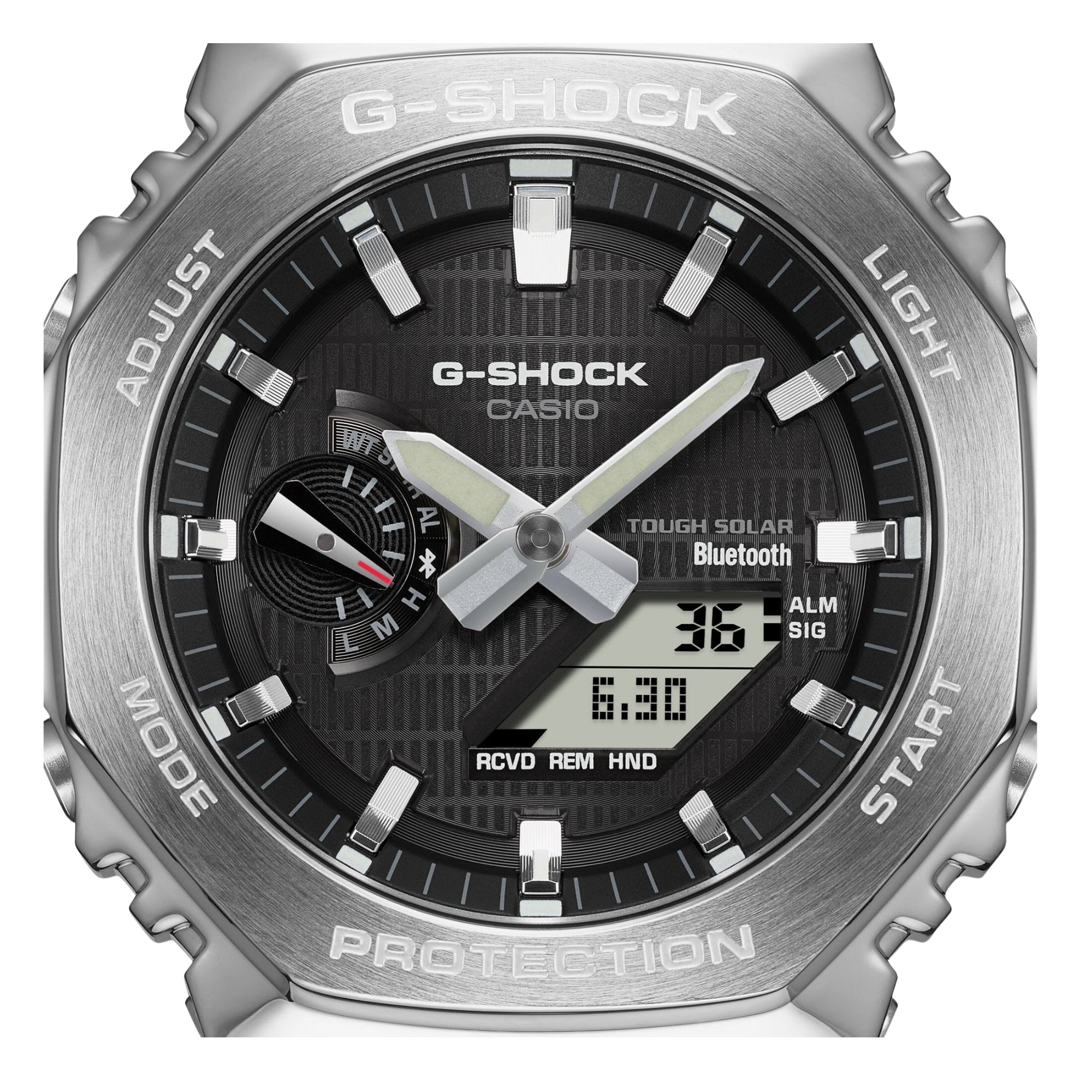 G-SHOCK G-STEEL GBM-2100-1ADR Men's Tough Solar Analog Digital Watch Bluetooth Sapphire Crystal 200M Water Resistant Black Resin Strap