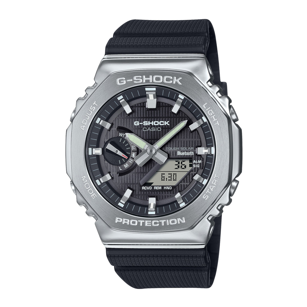 G-SHOCK G-STEEL GBM-2100-1ADR Men's Tough Solar Analog Digital Watch Bluetooth Sapphire Crystal 200M Water Resistant Black Resin Strap