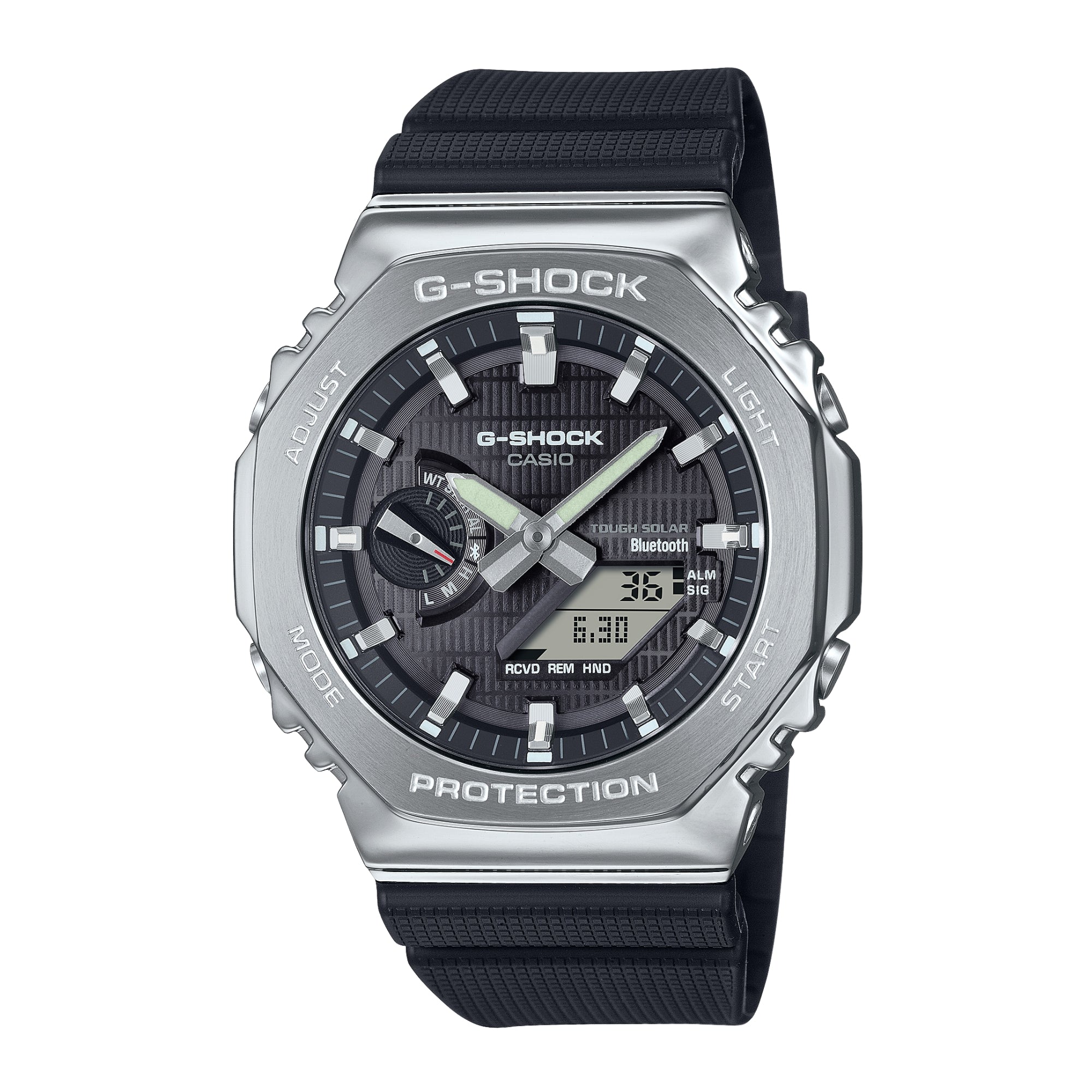 G-SHOCK G-STEEL GBM-2100-1ADR Men's Tough Solar Analog Digital Watch Bluetooth Sapphire Crystal 200M Water Resistant Black Resin Strap