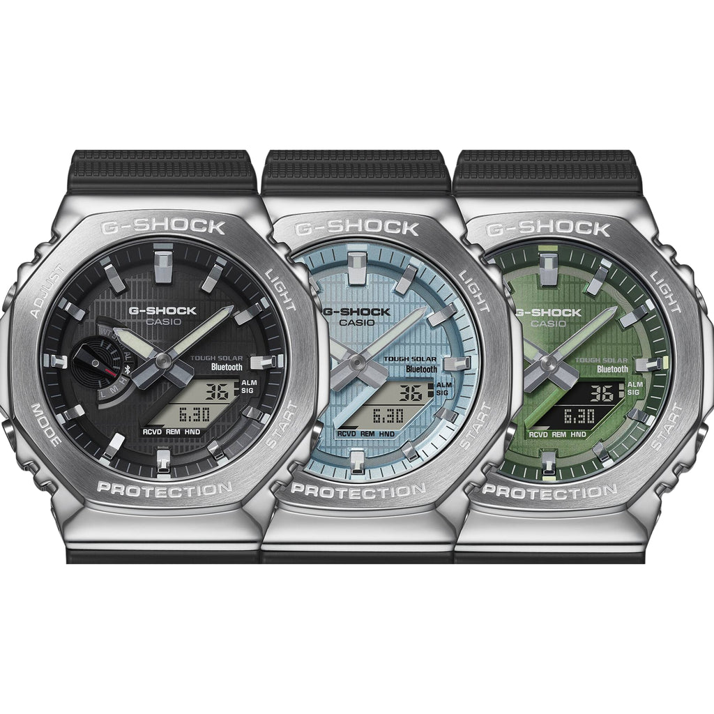 G-SHOCK G-STEEL GBM-2100-1ADR Men's Tough Solar Analog Digital Watch Bluetooth Sapphire Crystal 200M Water Resistant Black Resin Strap