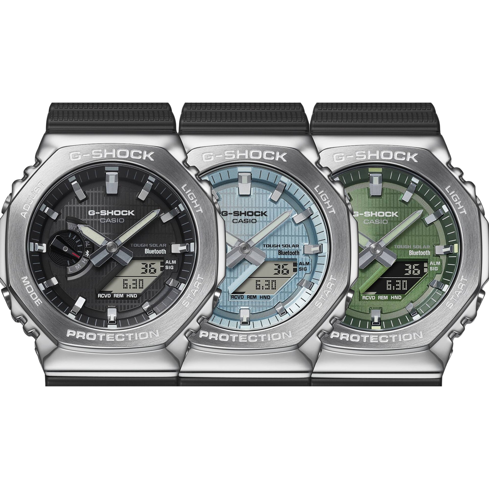 G-SHOCK G-STEEL GBM-2100-1ADR Men's Tough Solar Analog Digital Watch Bluetooth Sapphire Crystal 200M Water Resistant Black Resin Strap