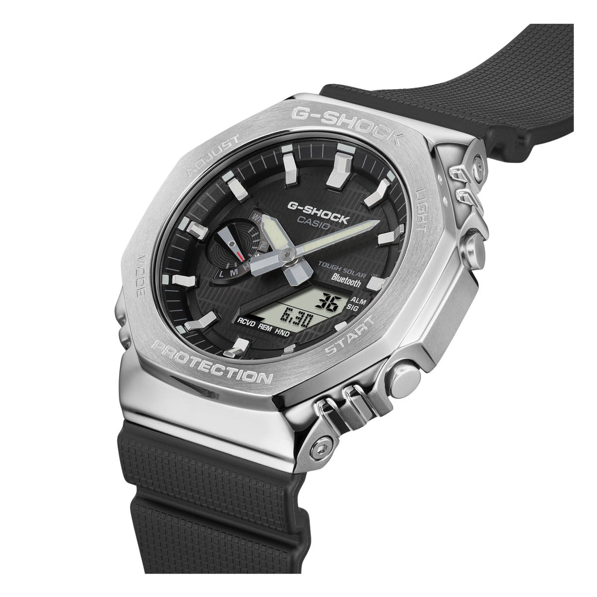 G-SHOCK G-STEEL GBM-2100-1ADR Men's Tough Solar Analog Digital Watch Bluetooth Sapphire Crystal 200M Water Resistant Black Resin Strap