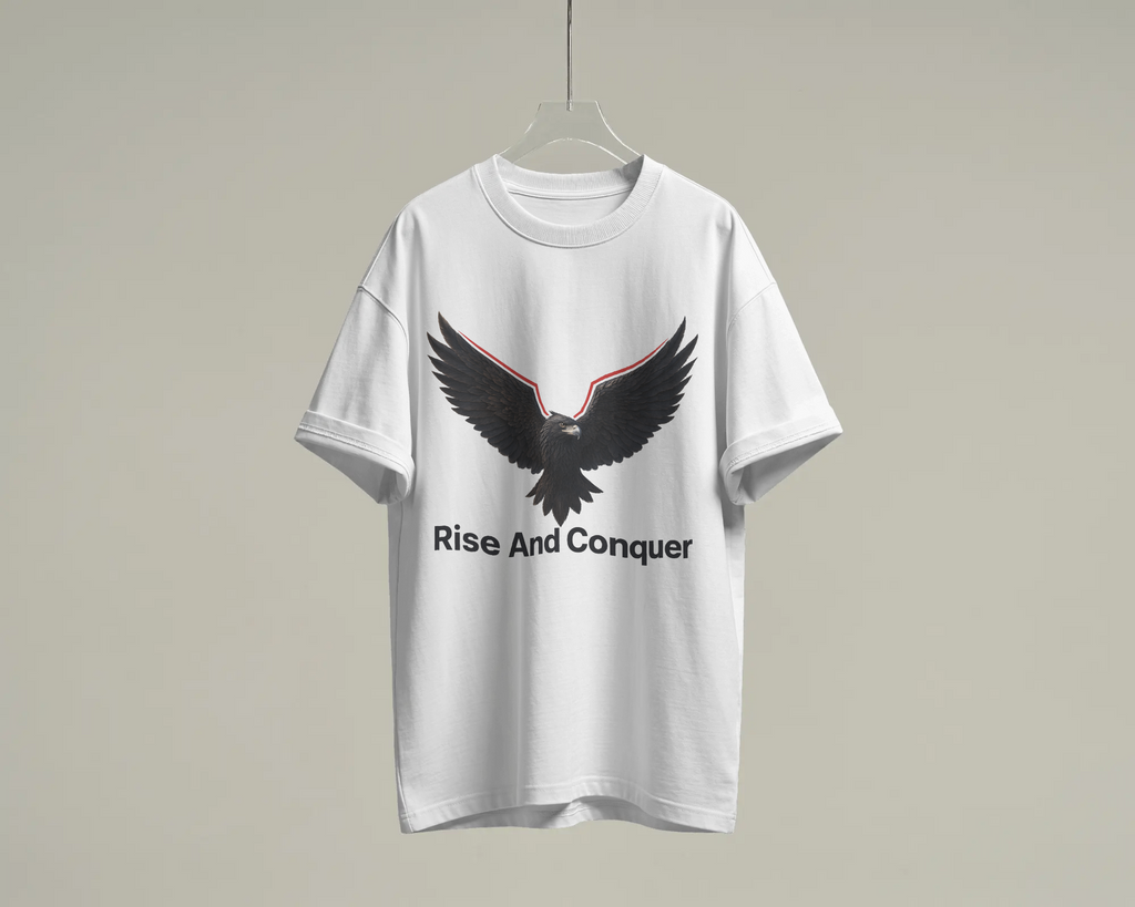Rise And Conquer 100% Cotton T-Shirt | Eagle Graphic Tee