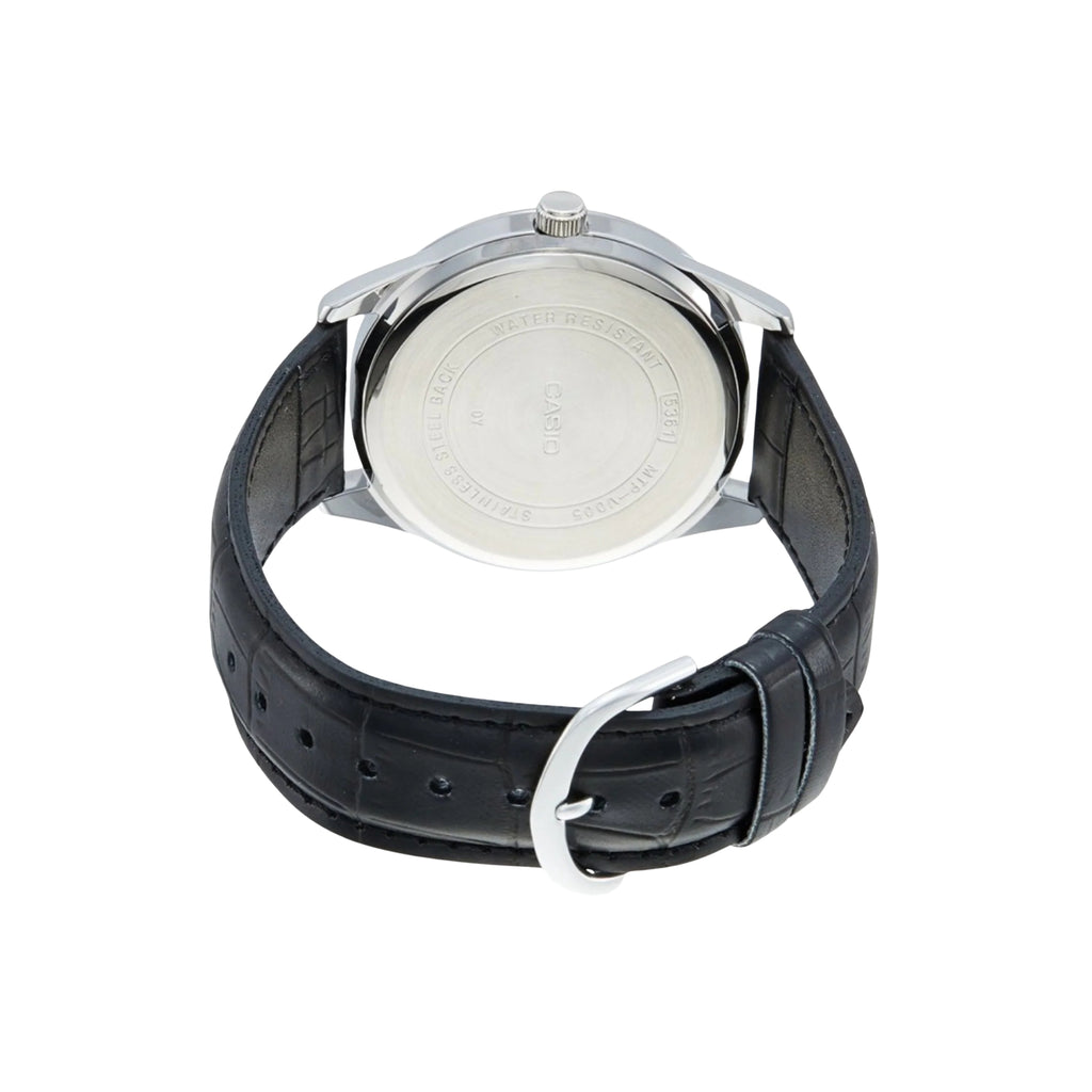 Casio Men's Analog Quartz Watch MTP-V006L-1B2UDF Stainless Steel Case Black Dial Black Leather Strap 30M Water Resistant