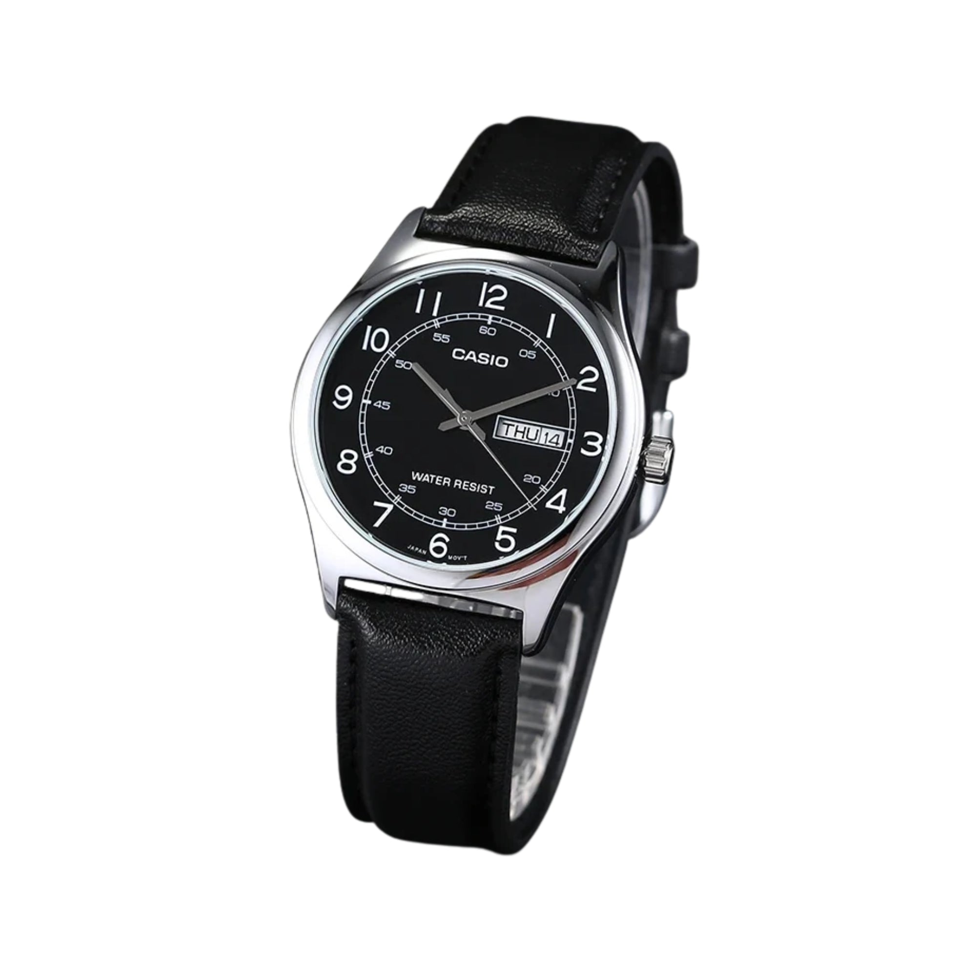 Casio Men's Analog Quartz Watch MTP-V006L-1B2UDF Stainless Steel Case Black Dial Black Leather Strap 30M Water Resistant