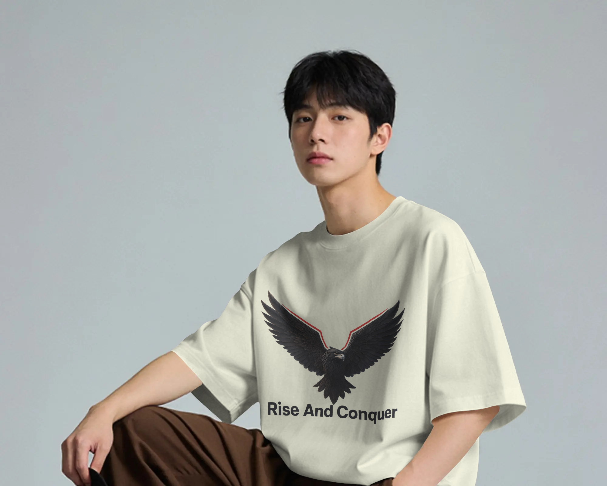 Rise And Conquer 100% Cotton T-Shirt | Eagle Graphic Tee