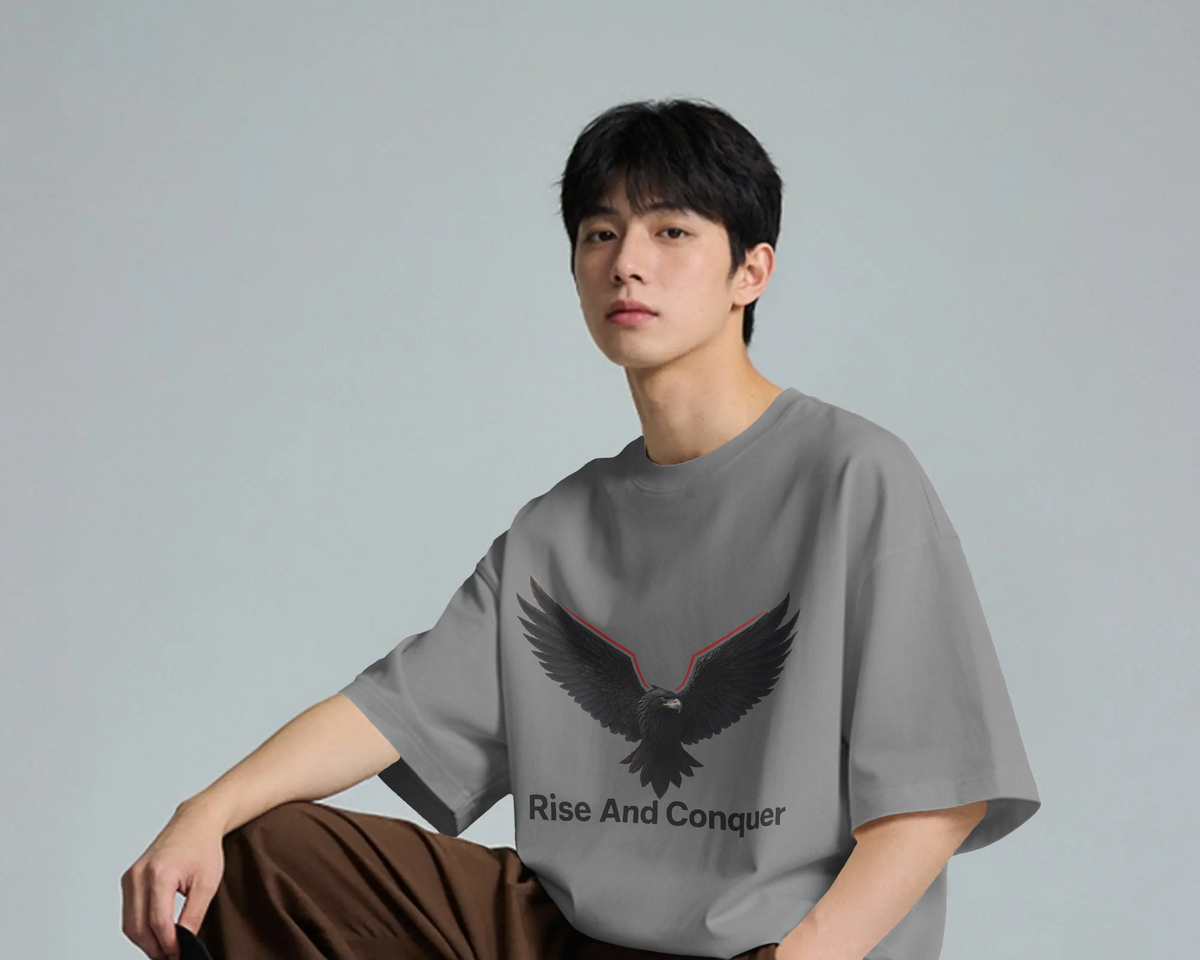 Rise And Conquer 100% Cotton T-Shirt | Eagle Graphic Tee