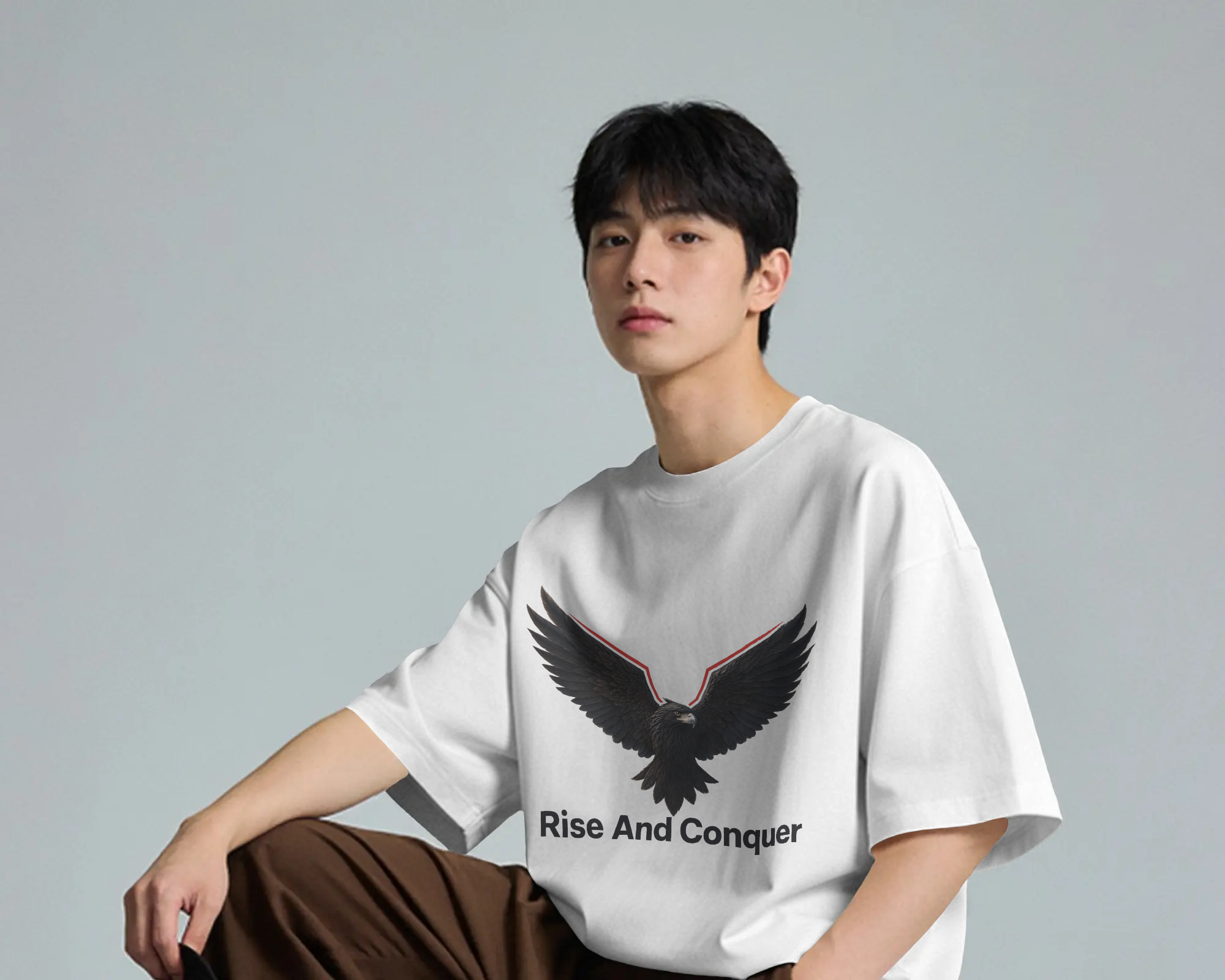 Rise And Conquer 100% Cotton T-Shirt | Eagle Graphic Tee