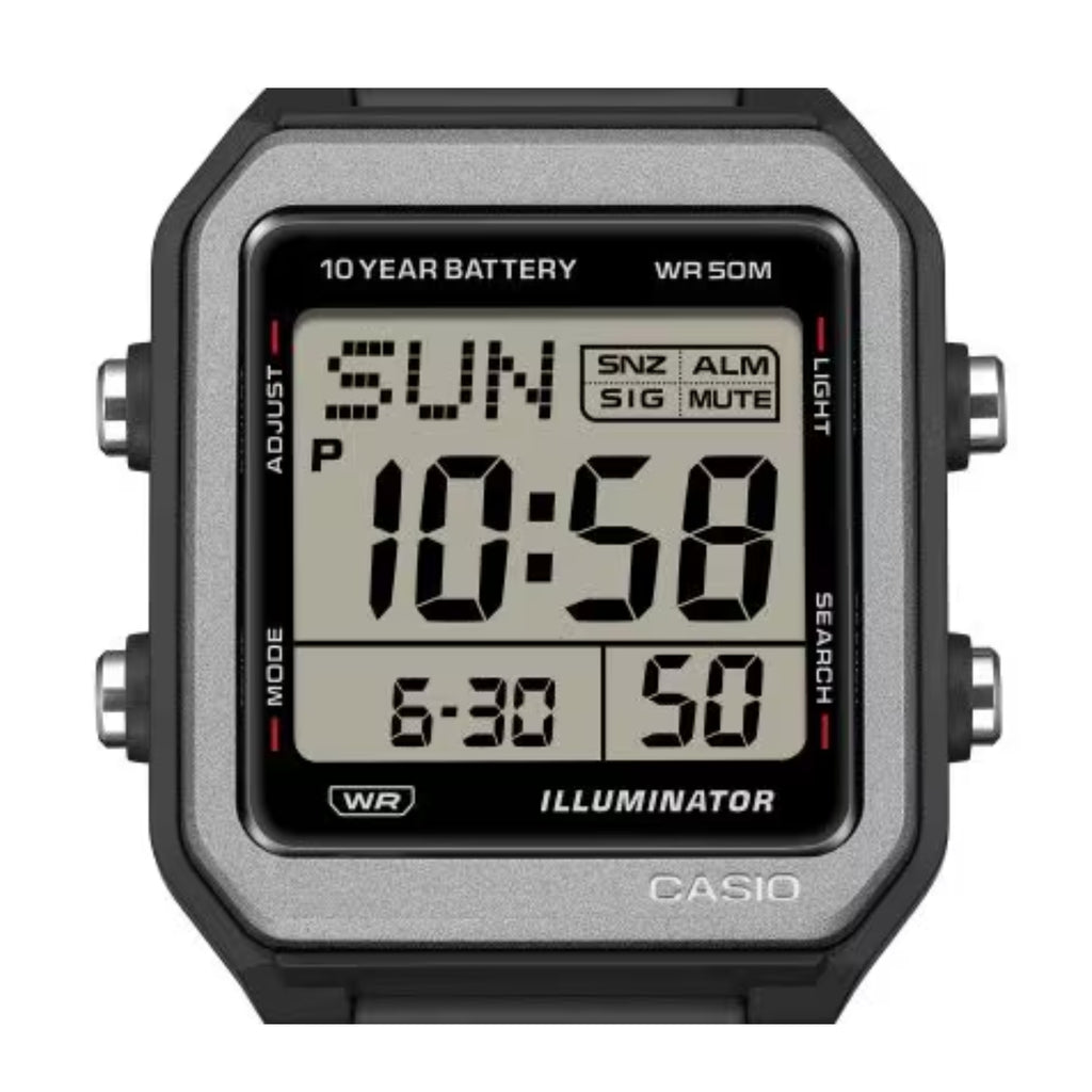 Casio W-221H-1AVDF Men's Digital Sports Watch | 50M Water Resistant | LED Backlight | Multi-Function Alarm | Stopwatch | Black Resin Strap
