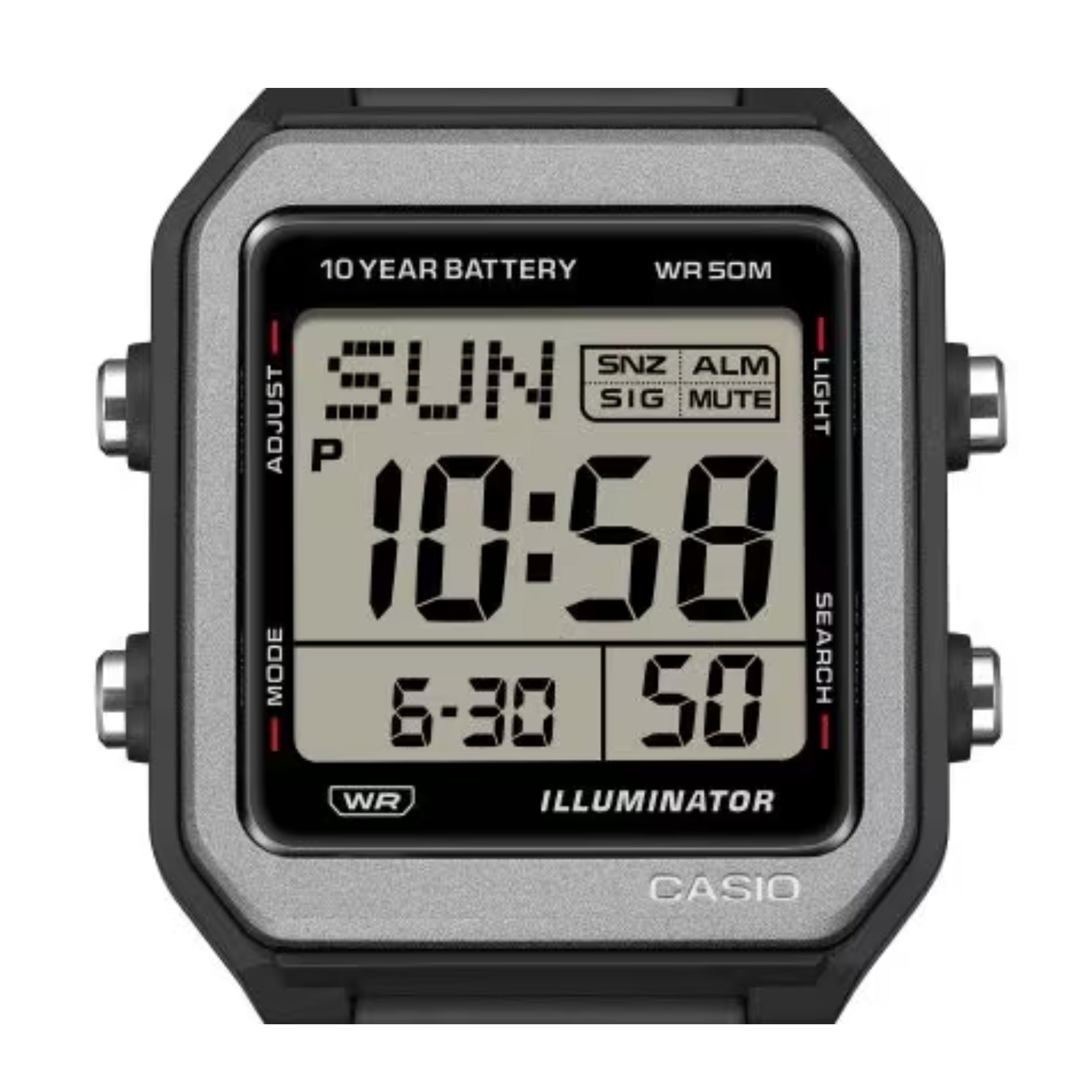 Casio W-221H-1AVDF Men's Digital Sports Watch | 50M Water Resistant | LED Backlight | Multi-Function Alarm | Stopwatch | Black Resin Strap