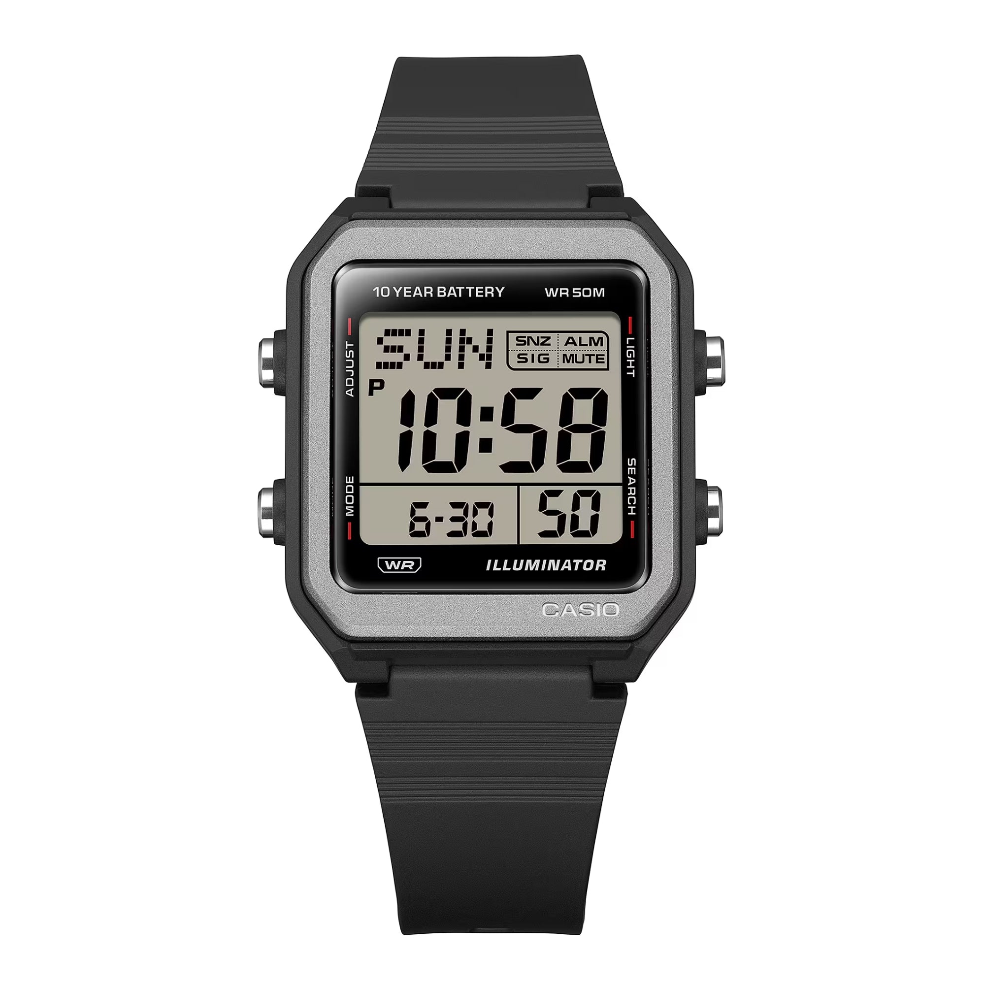 Casio W-221H-1AVDF Men's Digital Sports Watch | 50M Water Resistant | LED Backlight | Multi-Function Alarm | Stopwatch | Black Resin Strap