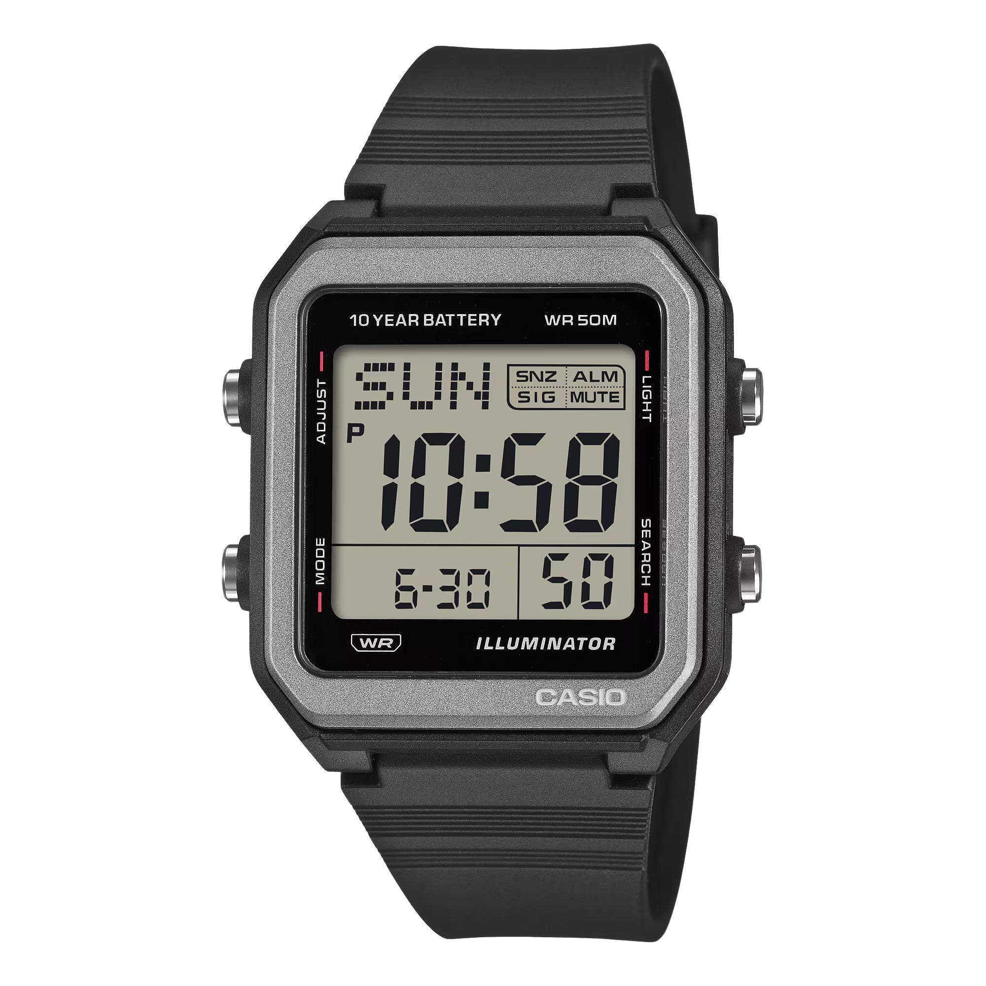 Casio W-221H-1AVDF Men's Digital Sports Watch | 50M Water Resistant | LED Backlight | Multi-Function Alarm | Stopwatch | Black Resin Strap